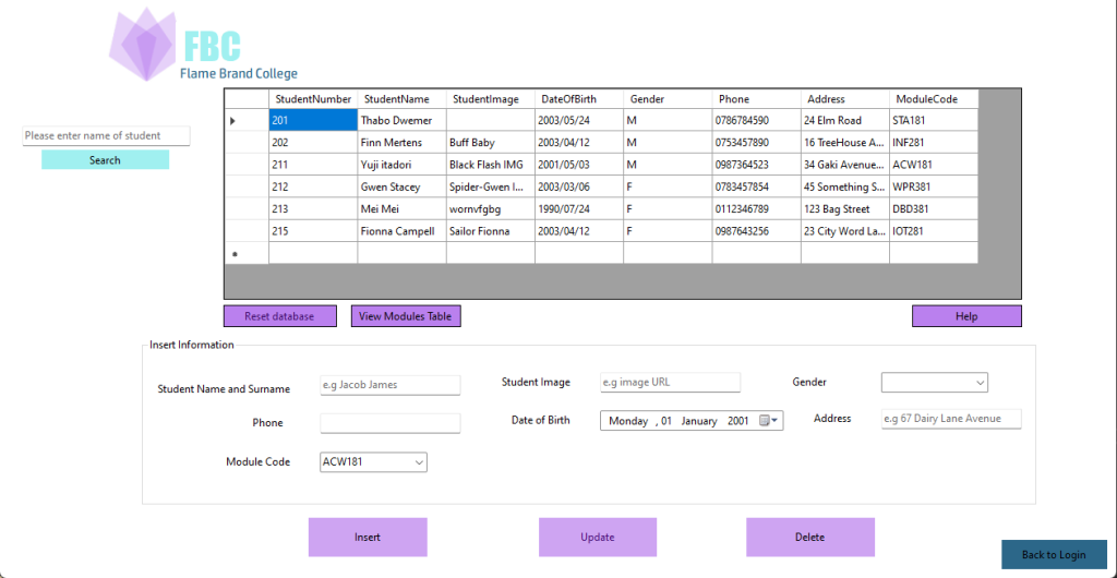 Flame Brand College portal Page